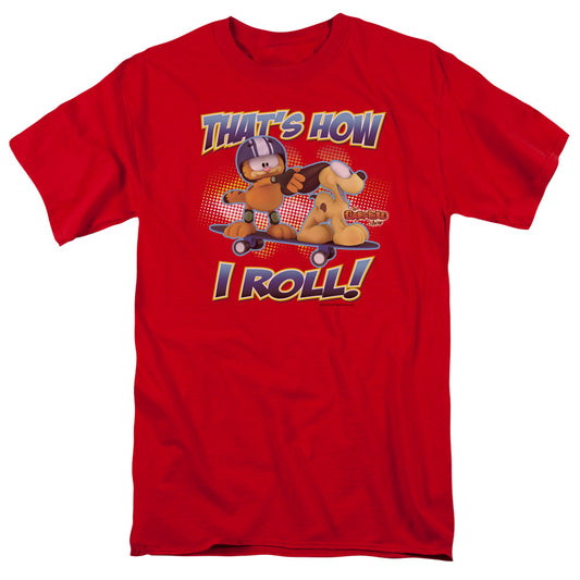 Garfield How I Roll Mens T Shirt Red