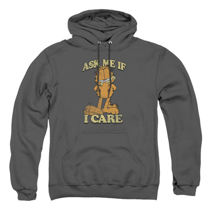 Garfield Ask Me Mens Hoodie Charcoal