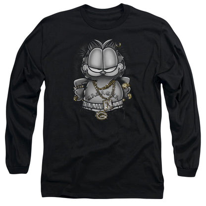 Garfield Lasagna For Life Mens Long Sleeve Shirt Black Officially Licensed