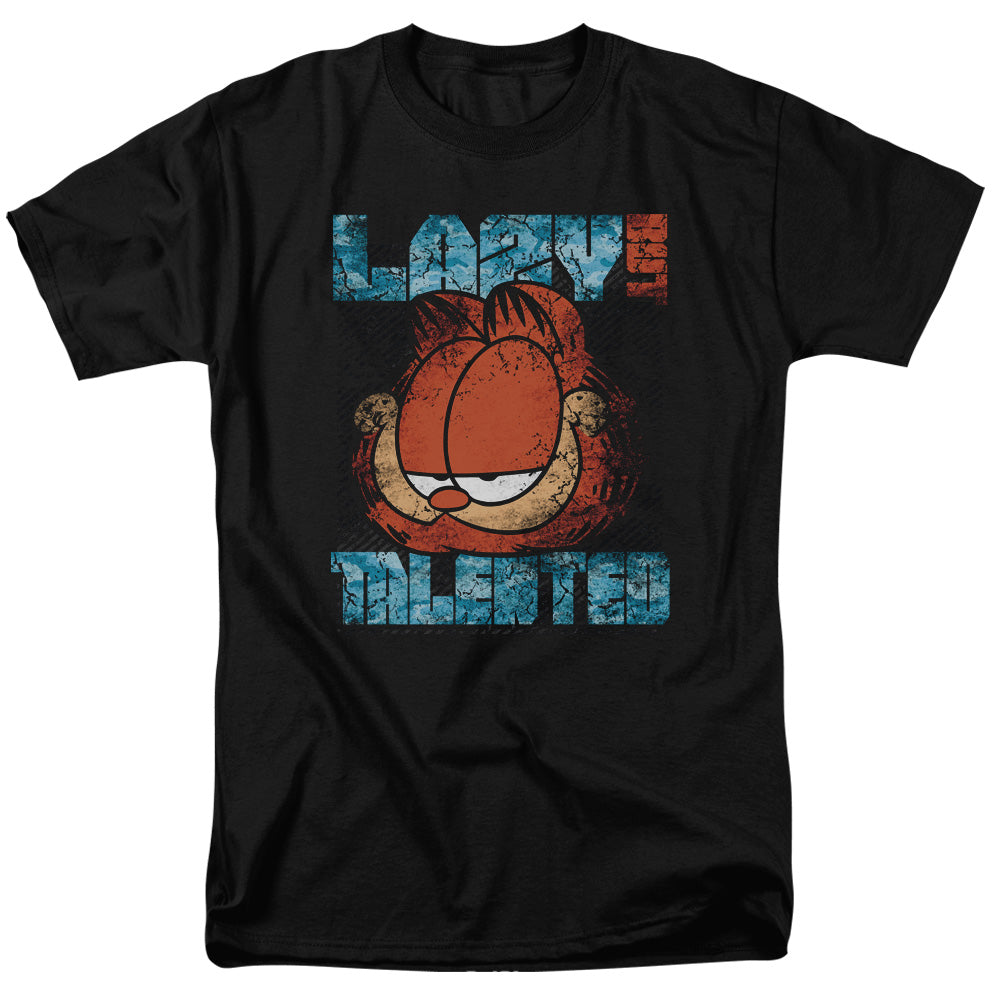 Garfield Lazy But Talented Distressed Mens T Shirt Black