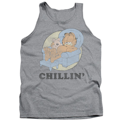 Garfield Chillin Mens Tank Top Shirt Athletic Heather