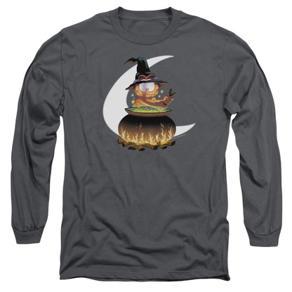 Garfield Stir The Pot Mens Long Sleeve Shirt Charcoal Officially Licensed