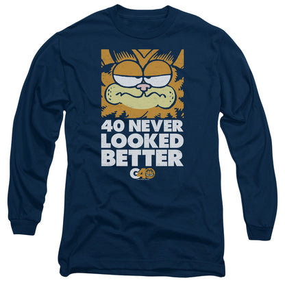 Garfield 40 Looks Mens Long Sleeve Shirt Navy Officially Licensed