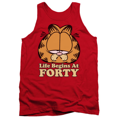 Garfield Life Begins At Forty Mens Tank Top Shirt Red