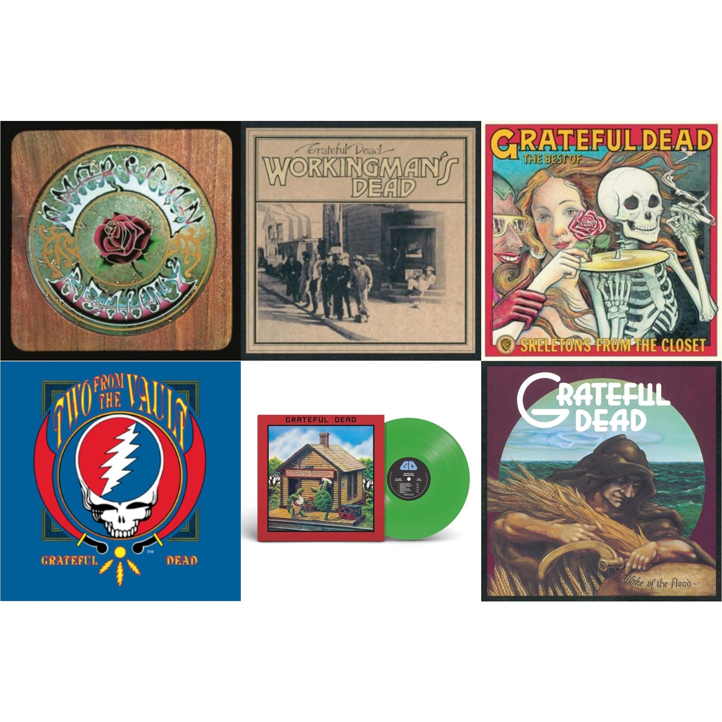 Grateful Dead - American Beauty & Workingman's Dead (180G) & Skeletons From The Closet: The Best Of Grateful Dead & Two From The Vault & Terrapin Station (Emerald Green LP Vinyl) (Syeor) & Wake Of The Flood (50Th Anniversary Remaster)