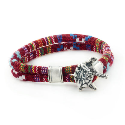 Terrapin Station Sterling Silver Deep Scarlet Red Cloth Rope Bracelet