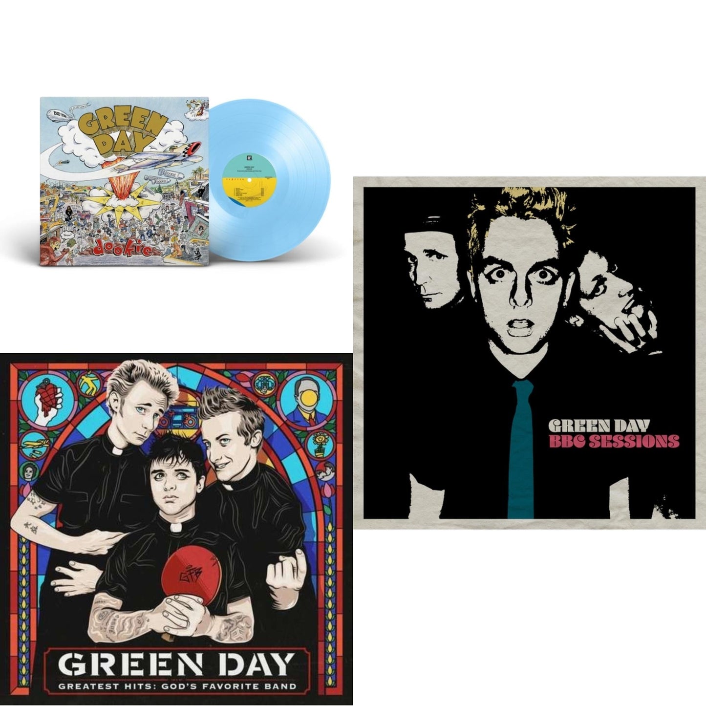 Green Day - Dookie (X) (Baby Blue LP Vinyl) & Bbc Sessions (X) (2LP) & Greatest Hits: God's Favorite Band (X)