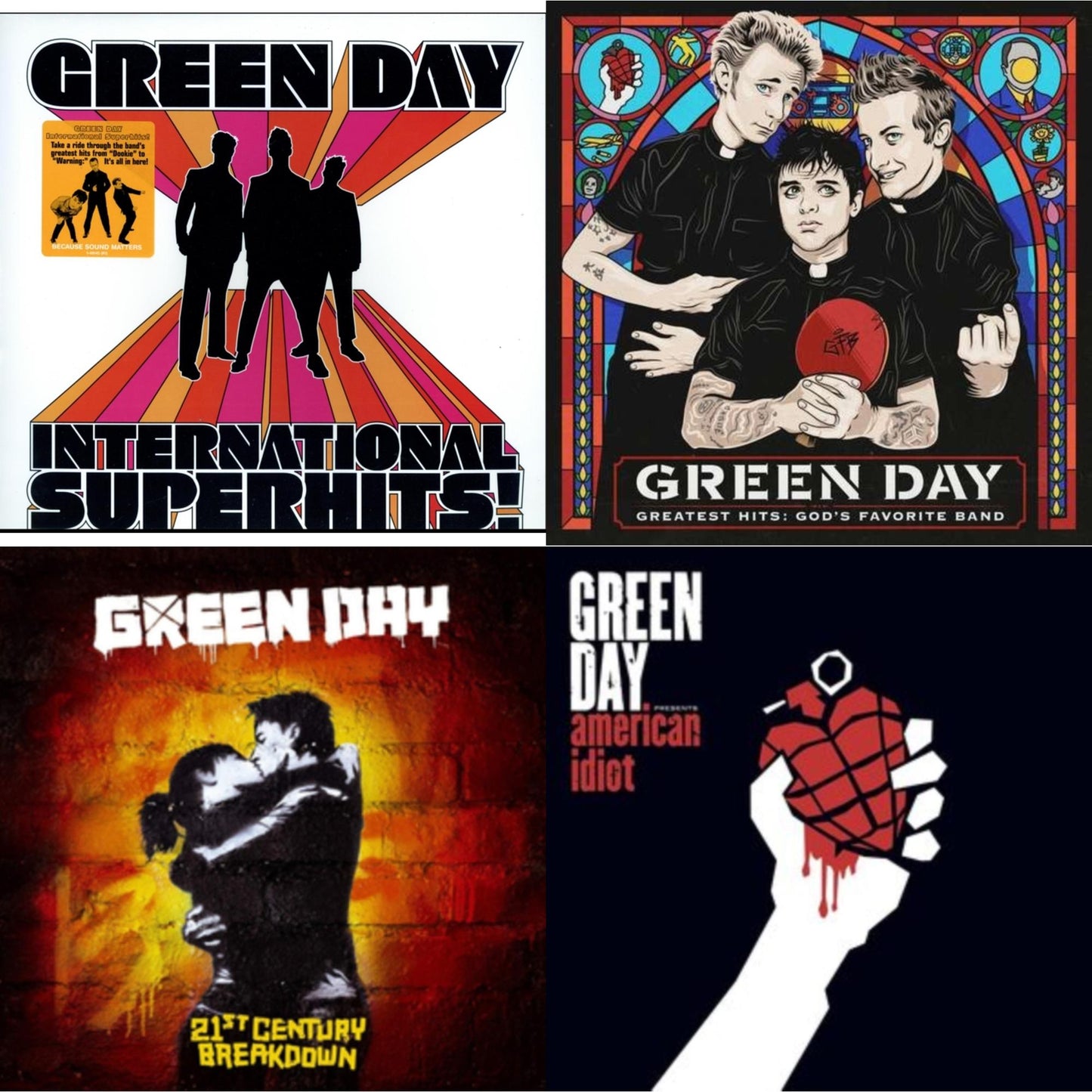 Green Day - International Superhits & Greatest Hits: God's Favorite Band (X) & 21St Century Breakdown & American Idiot (W/Poster) - LP Vinyl Bundle