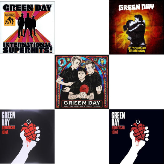 Green Day - International Superhits & American Idiot & Greatest Hits: God's Favorite Band (X) & 21St Century Breakdown & American Idiot (W/Poster) - LP Vinyl Bundle
