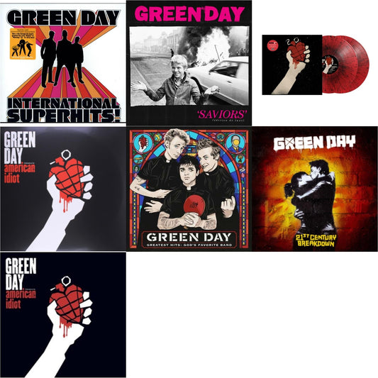 Green Day - International Superhits & Saviors (Edition De Luxe/2LP/Hot Pink W/ White Splatter Vinyl) & American Idiot (2LP/Red & Black Splatter Vinyl) & American Idiot & Greatest Hits: God's Favorite Band (X) & 21St Century Breakdown & American Idiot