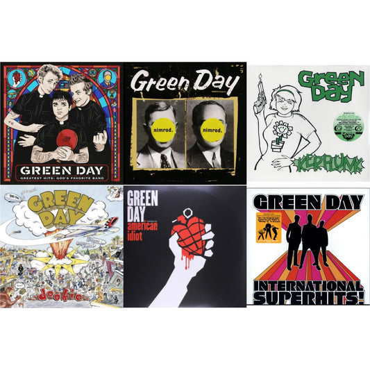 Green Day - International Superhits & American Idiot & Nimrod & Greatest Hits: God's Favorite Band (X) & Kerplunk (120G/7Inch Single) & Dookie - LP Vinyl Bundle