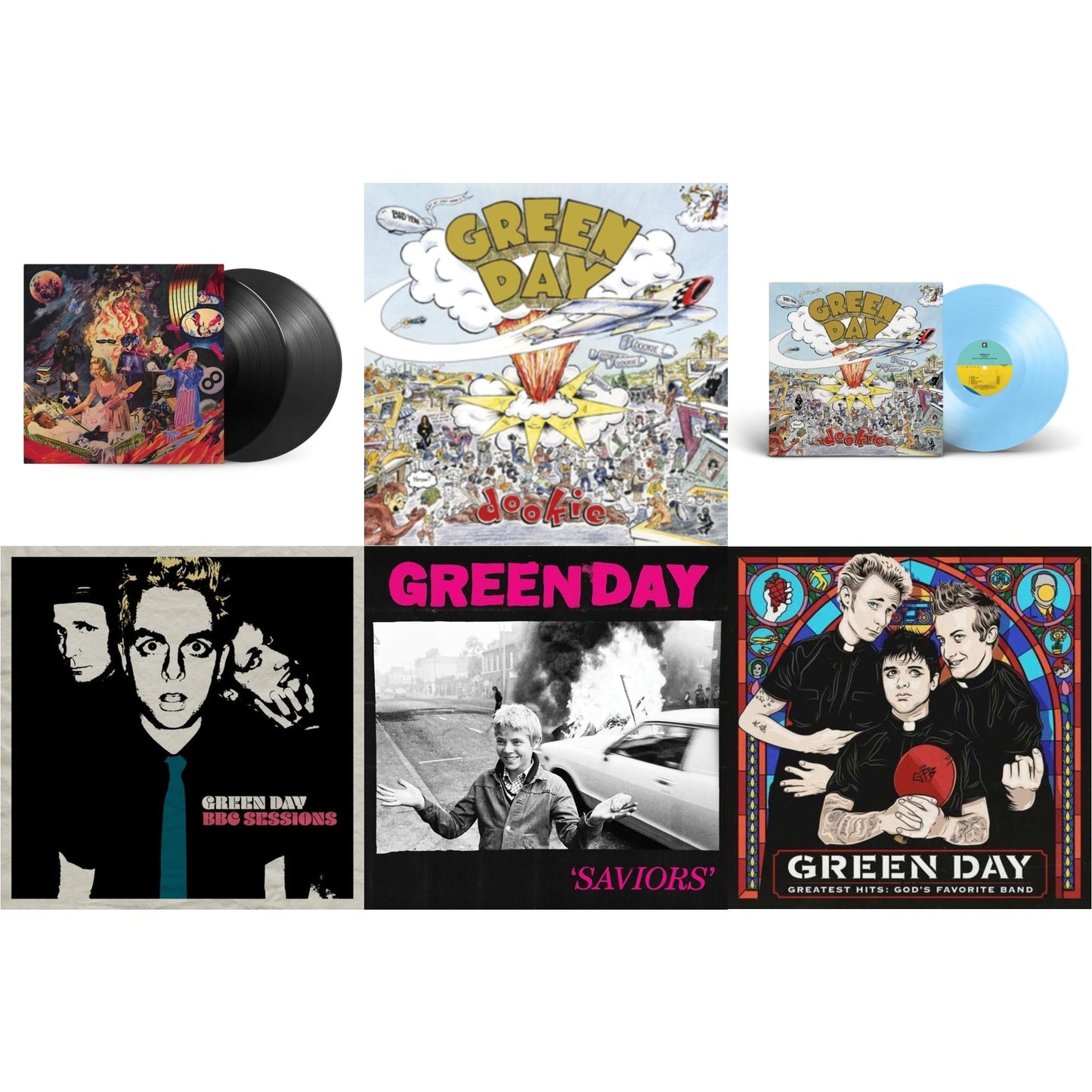 Green Day - Dookie (X) (Baby Blue LP Vinyl) & Saviors (180G/Deluxe LP Vinyl) & Bbc Sessions (X) (2LP) & Insomniac (25Th Anniversary/2LP) & Greatest Hits: God's Favorite Band (X) & Dookie