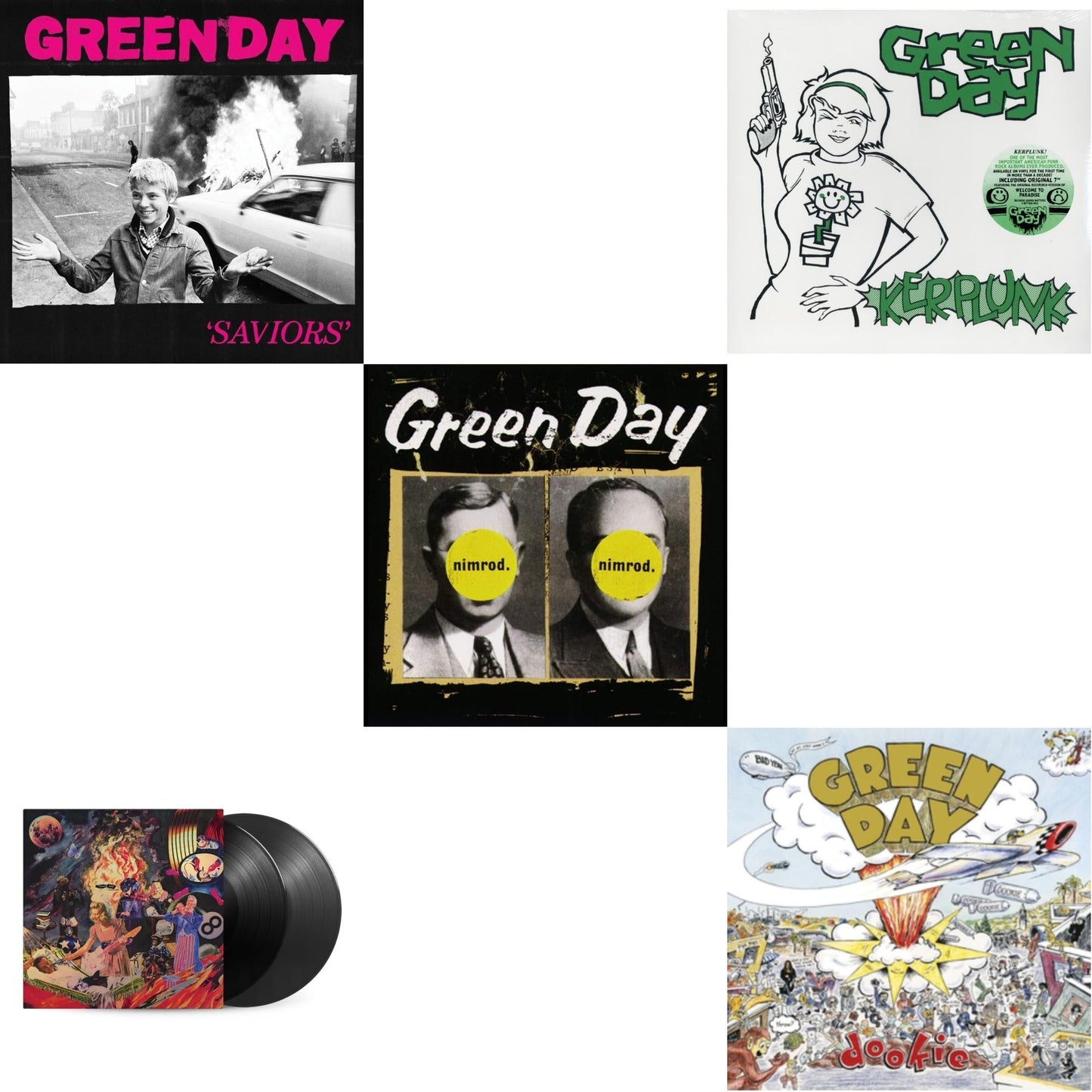 Green Day - Saviors (180G/Deluxe LP Vinyl) & Insomniac (25Th Anniversary/2LP) & Nimrod & Kerplunk (120G/7Inch Single) & Dookie