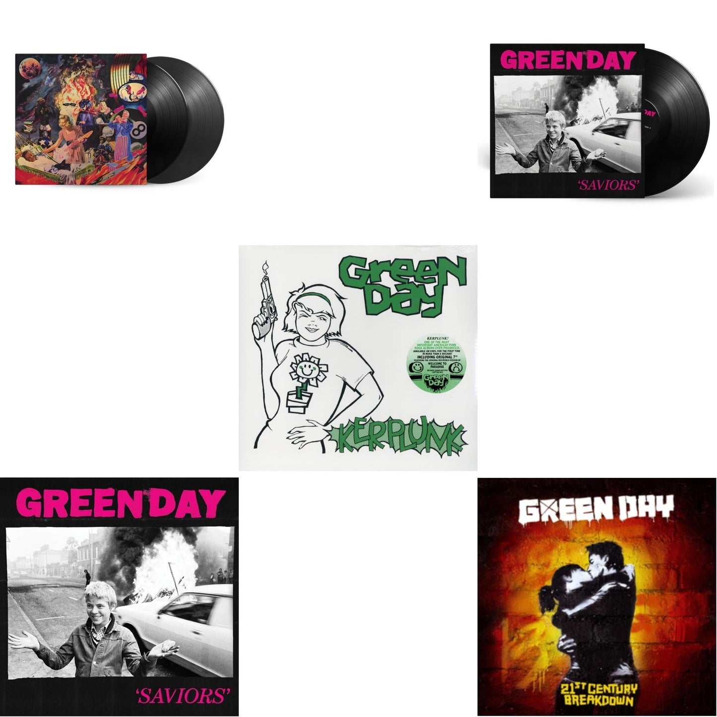 Green Day - Saviors (180G/Deluxe LP Vinyl) & Saviors & Insomniac (25Th Anniversary/2LP) & 21St Century Breakdown & Kerplunk (120G/7Inch Single)
