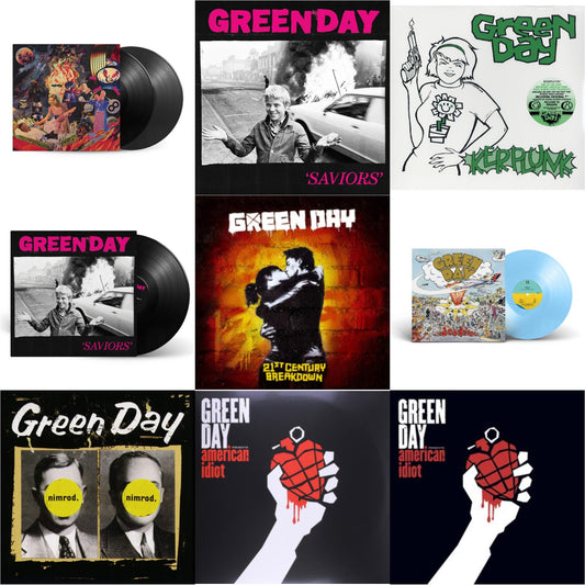 Green Day - Dookie (X) (Baby Blue LP Vinyl) & Saviors (180G/Deluxe LP Vinyl) & Saviors & American Idiot & Insomniac (25Th Anniversary/2LP) & Nimrod & 21St Century Breakdown & American Idiot (W/Poster) & Kerplunk (120G/7Inch Single)