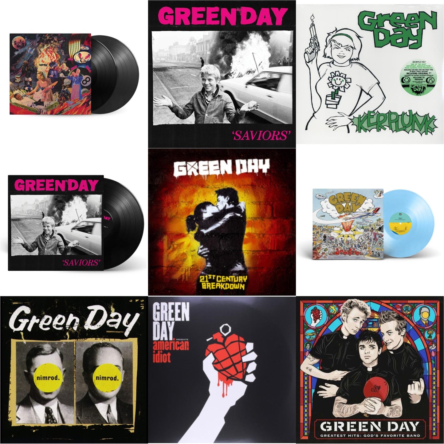 Green Day - Dookie (X) (Baby Blue LP Vinyl) & Saviors (180G/Deluxe LP Vinyl) & Saviors & American Idiot & Insomniac (25Th Anniversary/2LP) & Nimrod & Greatest Hits: God's Favorite Band (X) & 21St Century Breakdown & Kerplunk (120G/7Inch Single)