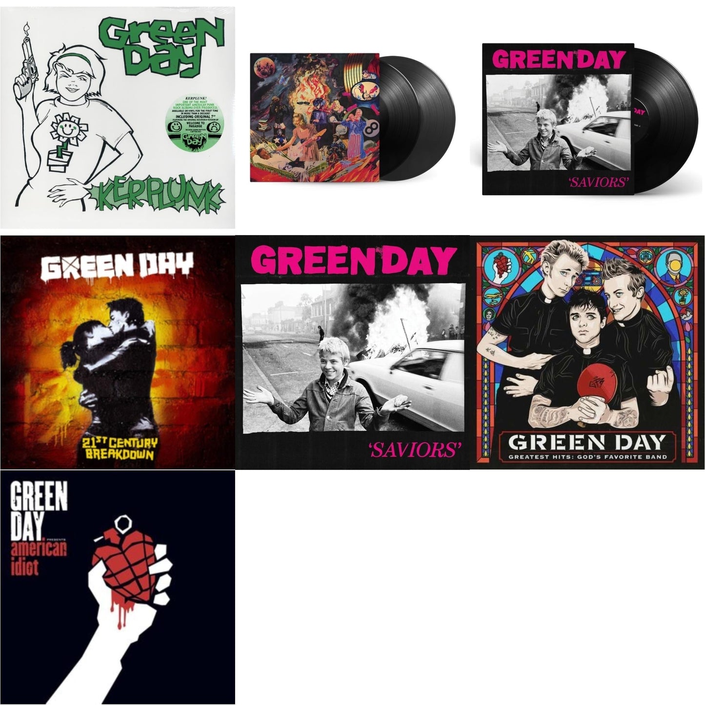 Green Day - Kerplunk (120G/7Inch Single) & Insomniac (25Th Anniversary/2LP) & Saviors & 21St Century Breakdown & Saviors (180G/Deluxe LP Vinyl) & Greatest Hits: God's Favorite Band (X) & American Idiot (W/Poster)