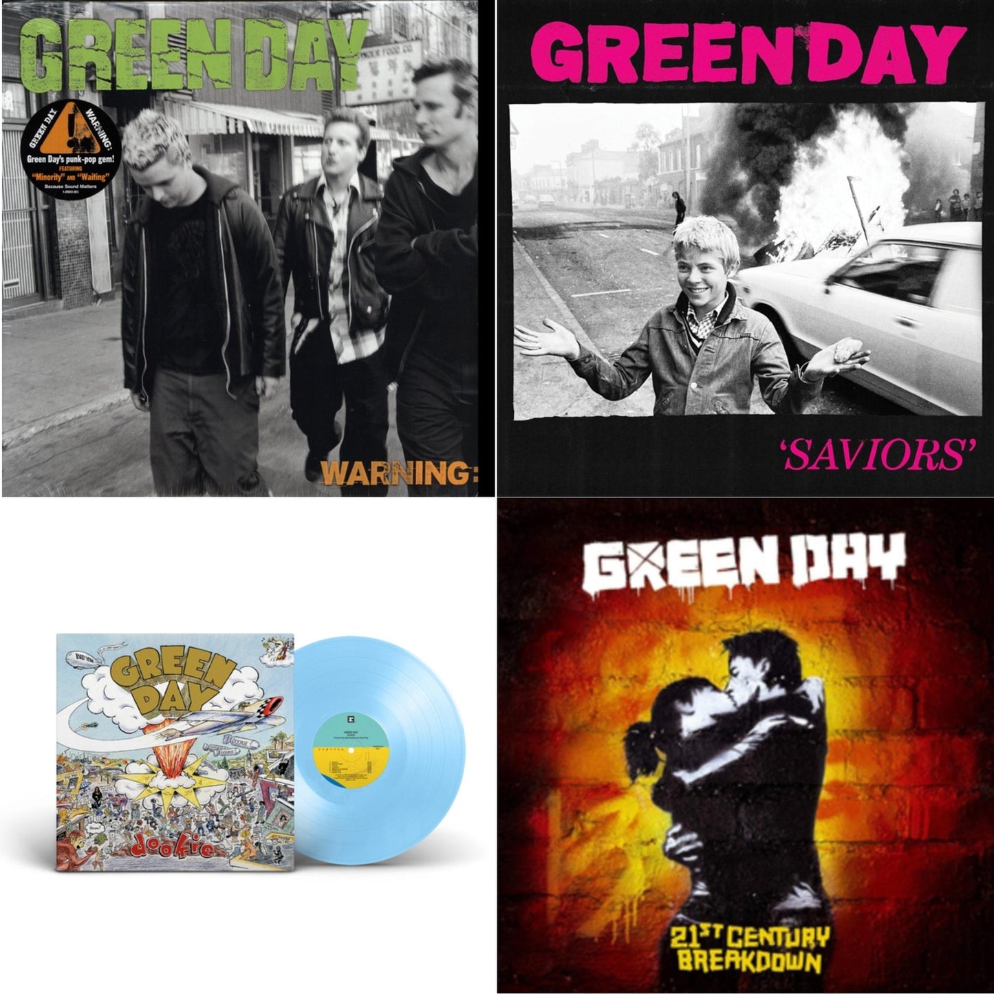 Green Day - Warning & Dookie (X) (Baby Blue LP Vinyl) & Saviors (180G/Deluxe LP Vinyl) & 21St Century Breakdown