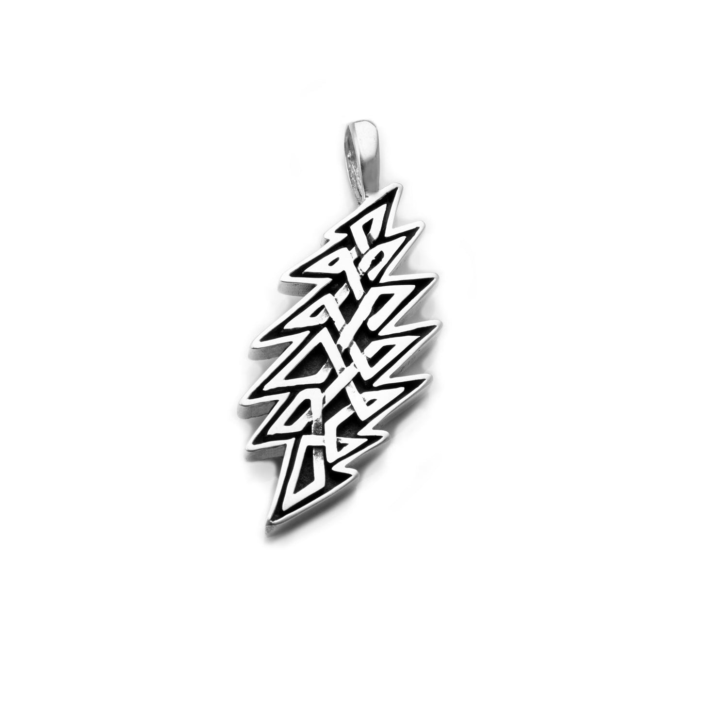 13-Point Lightning Bolt Celtic Knot Sterling Silver Charm Pendant