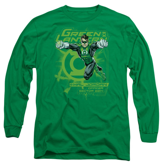 Green Lantern Sector 2814 Mens Long Sleeve Shirt Kelly Green Officially Licensed