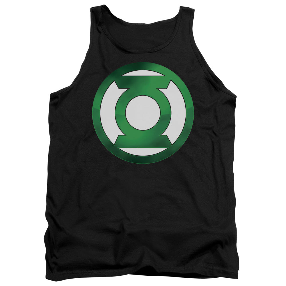 Green Lantern Green Chrome Logo Mens Tank Top Shirt Black