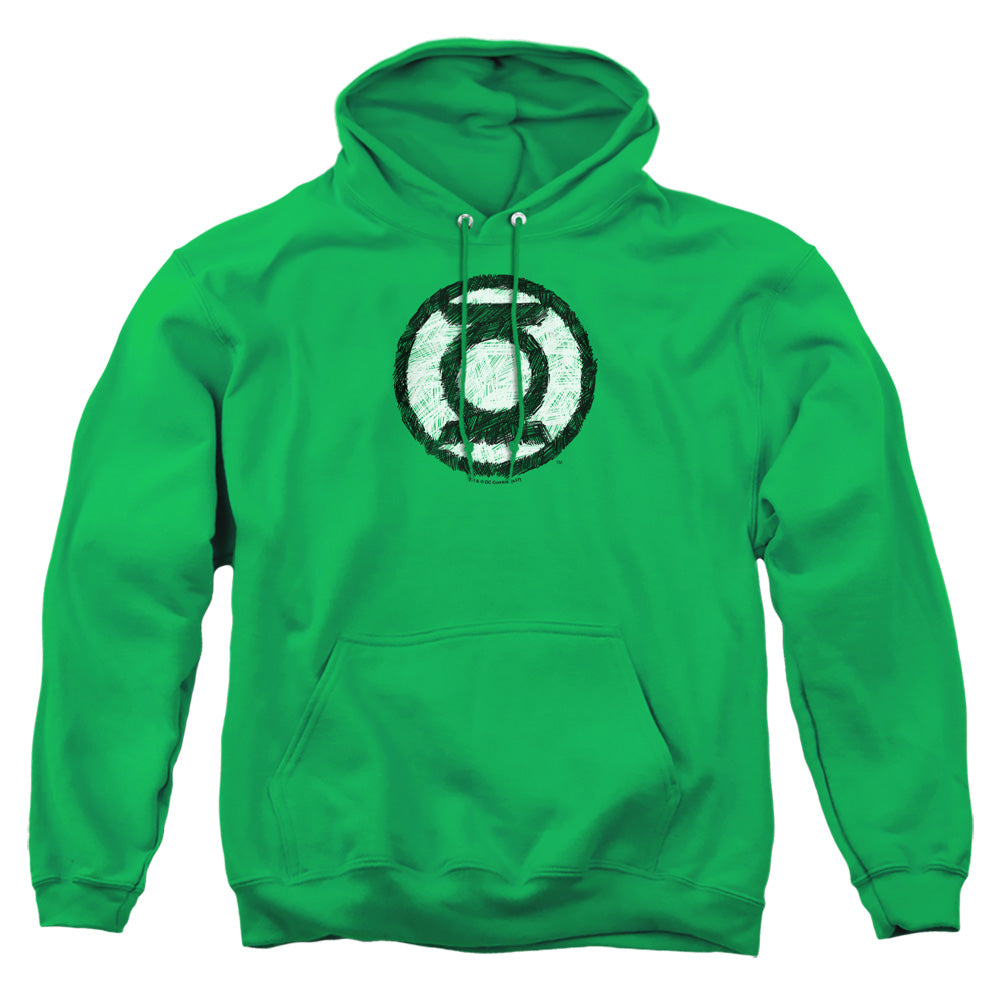 Green Lantern Scribble Lantern Logo Mens Hoodie Kelly Green Officially Licensed