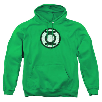 Green Lantern Scribble Lantern Logo Mens Hoodie Kelly Green Officially Licensed