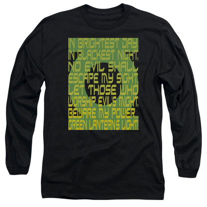 Green Lantern Green Lantern Oath Mens Long Sleeve Shirt Black Officially Licensed