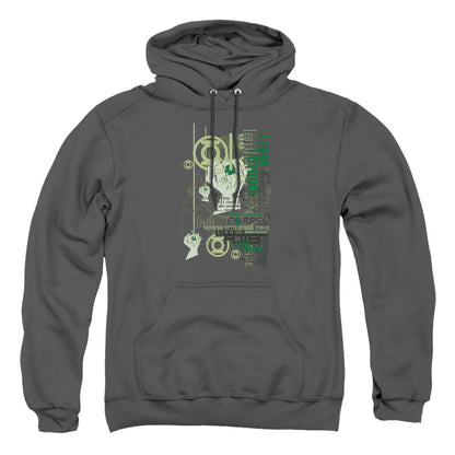 Green Lantern Core Strength Mens Hoodie Charcoal Officially Licensed