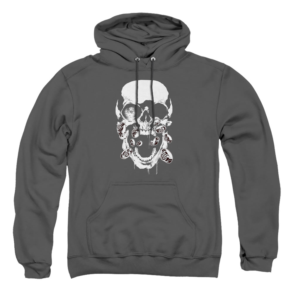 Green Lantern Black Lantern Skull Mens Hoodie Charcoal Officially Licensed