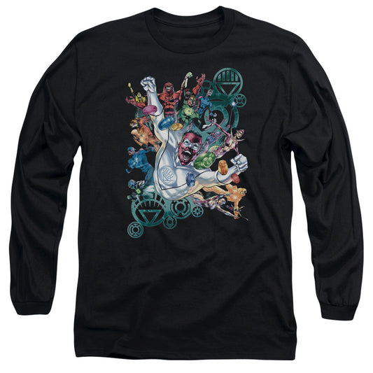 Green Lantern Lanterns Unite Mens Long Sleeve Shirt Black Officially Licensed