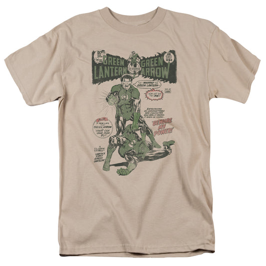 Green Lantern Beware My Power Mens T Shirt Sand