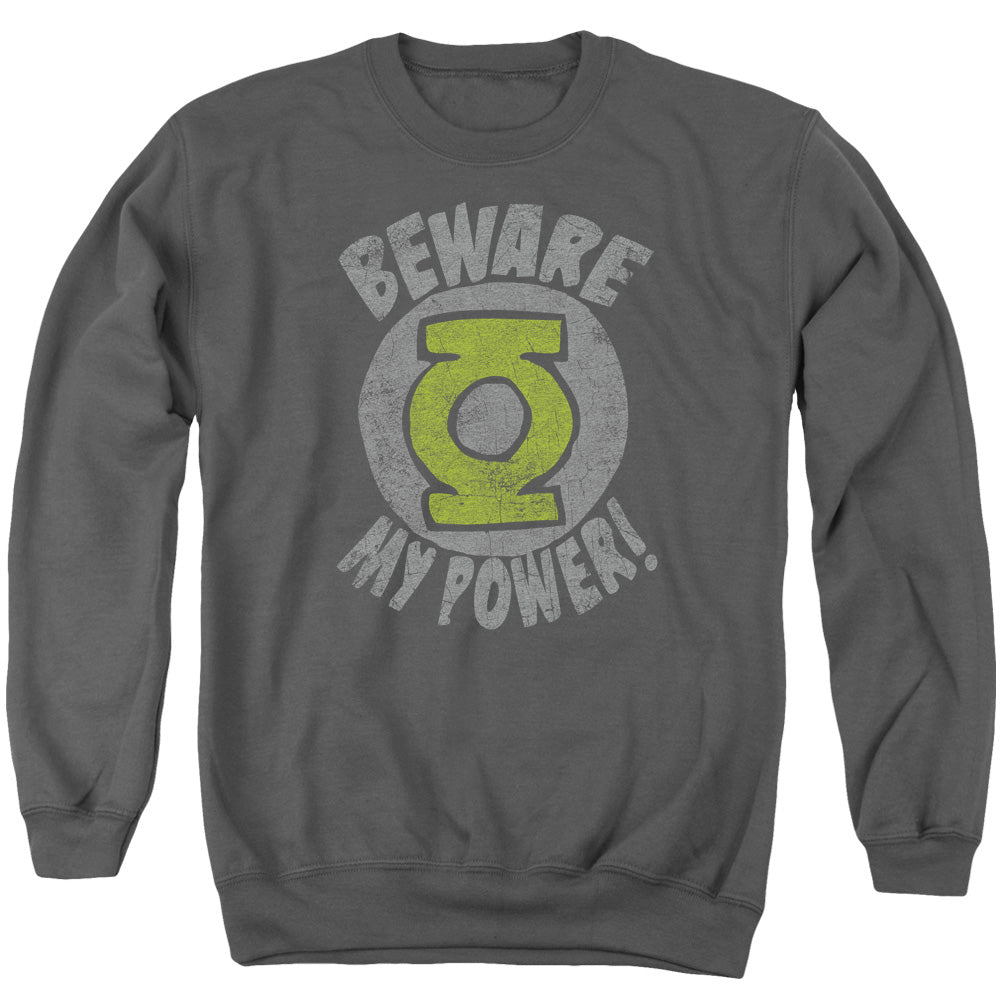 Green Lantern Beware Mens Crewneck Sweatshirt Charcoal