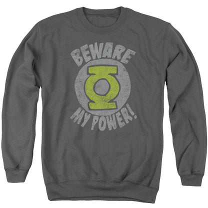 Green Lantern Beware Mens Crewneck Sweatshirt Charcoal