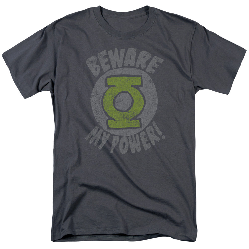 Green Lantern Beware Mens T Shirt Charcoal