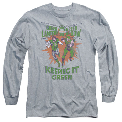 Green Lantern Keeping It Green Mens Long Sleeve Shirt Athletic Heather Officially Licensed