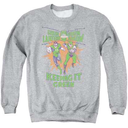 Green Lantern Keeping It Green Mens Crewneck Sweatshirt Athletic Heather