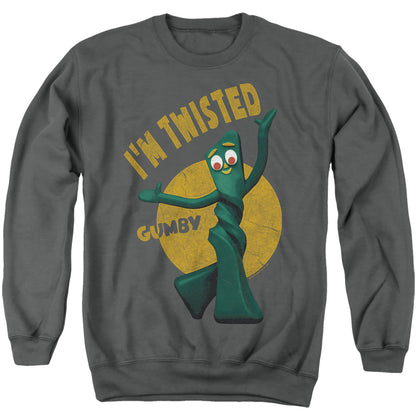 Gumby Twisted Mens Crewneck Sweatshirt Charcoal