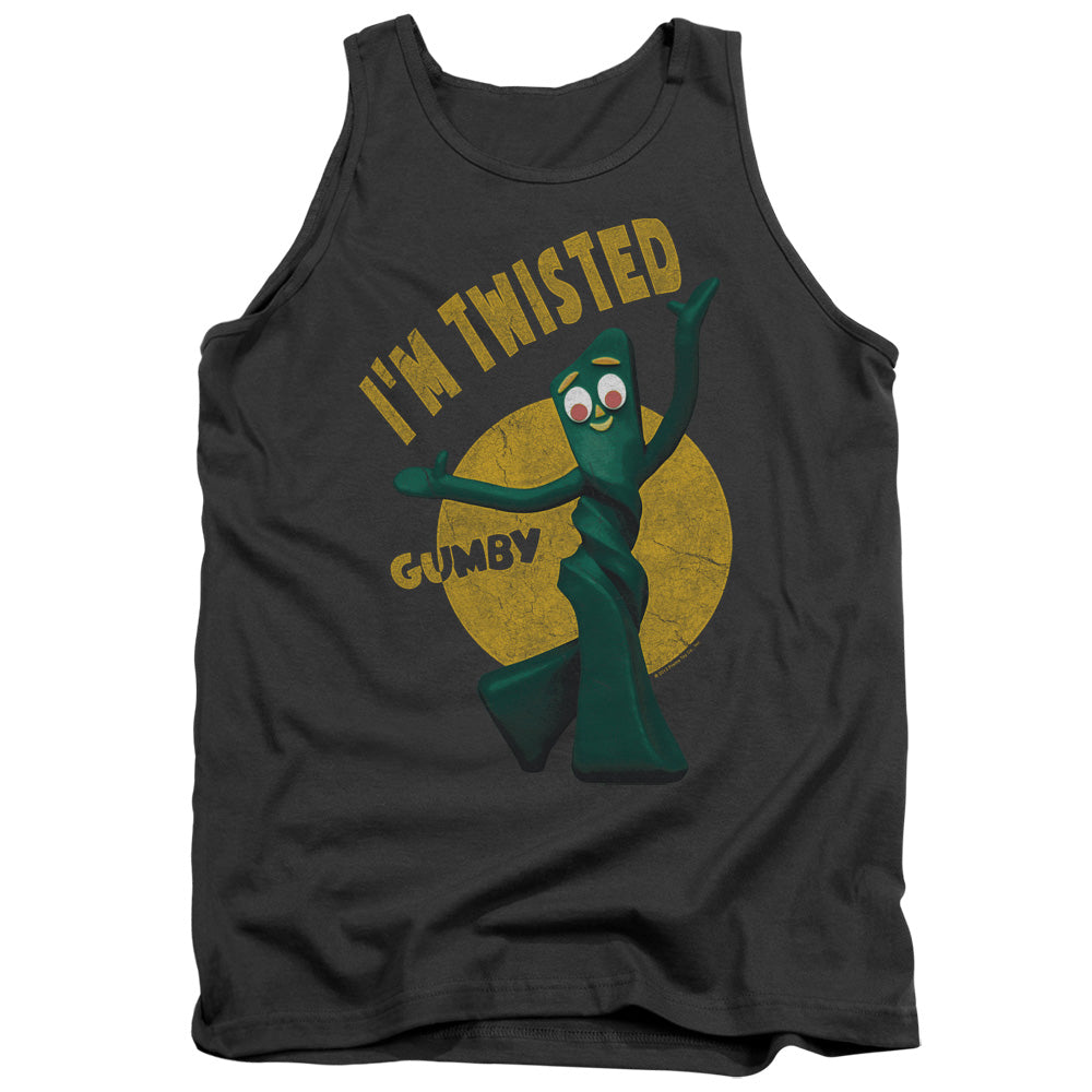 Gumby Twisted Mens Tank Top Shirt Charcoal