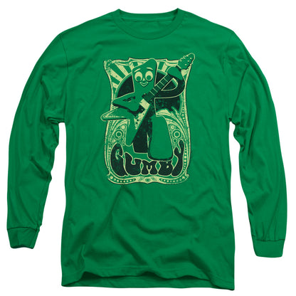 Gumby Vintage Rock Poster Mens Long Sleeve Shirt Kelly Green Officially Licensed