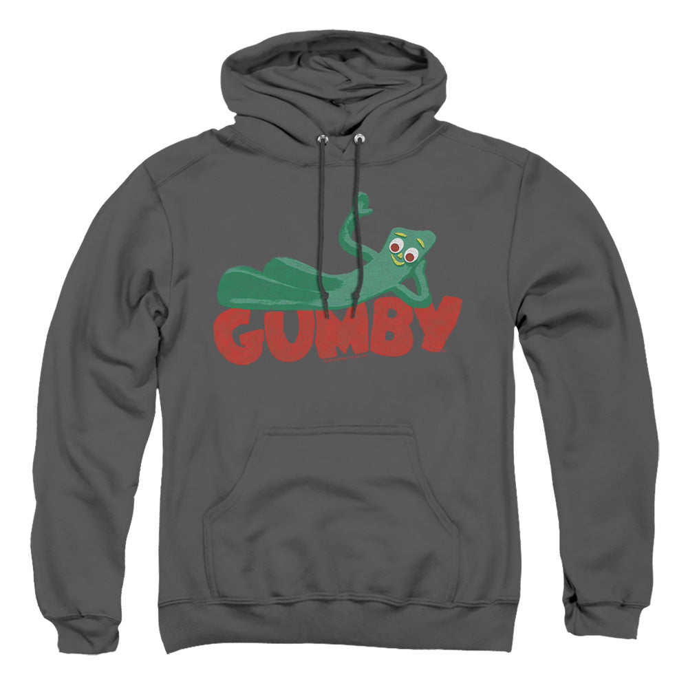 Gumby On Logo Mens Hoodie Charcoal