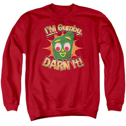 Gumby Darn It Mens Crewneck Sweatshirt Red