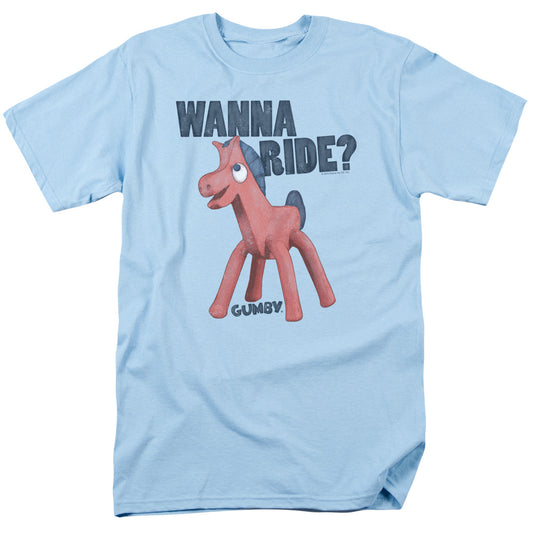 Gumby Wanna Ride Mens T Shirt Light Blue