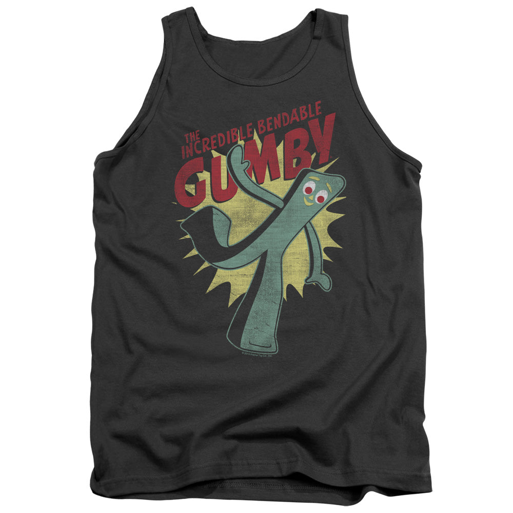 Gumby Bendable Mens Tank Top Shirt Charcoal