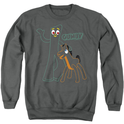 Gumby Outlines Mens Crewneck Sweatshirt Charcoal