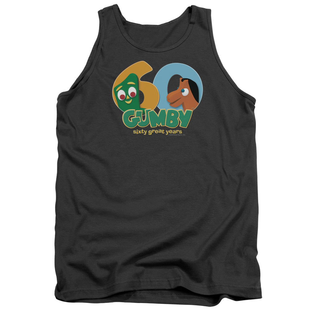 Gumby 60Th Mens Tank Top Shirt Charcoal