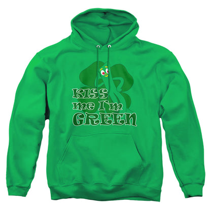 Gumby Kiss Me Im Green Mens Hoodie Kelly Green Officially Licensed