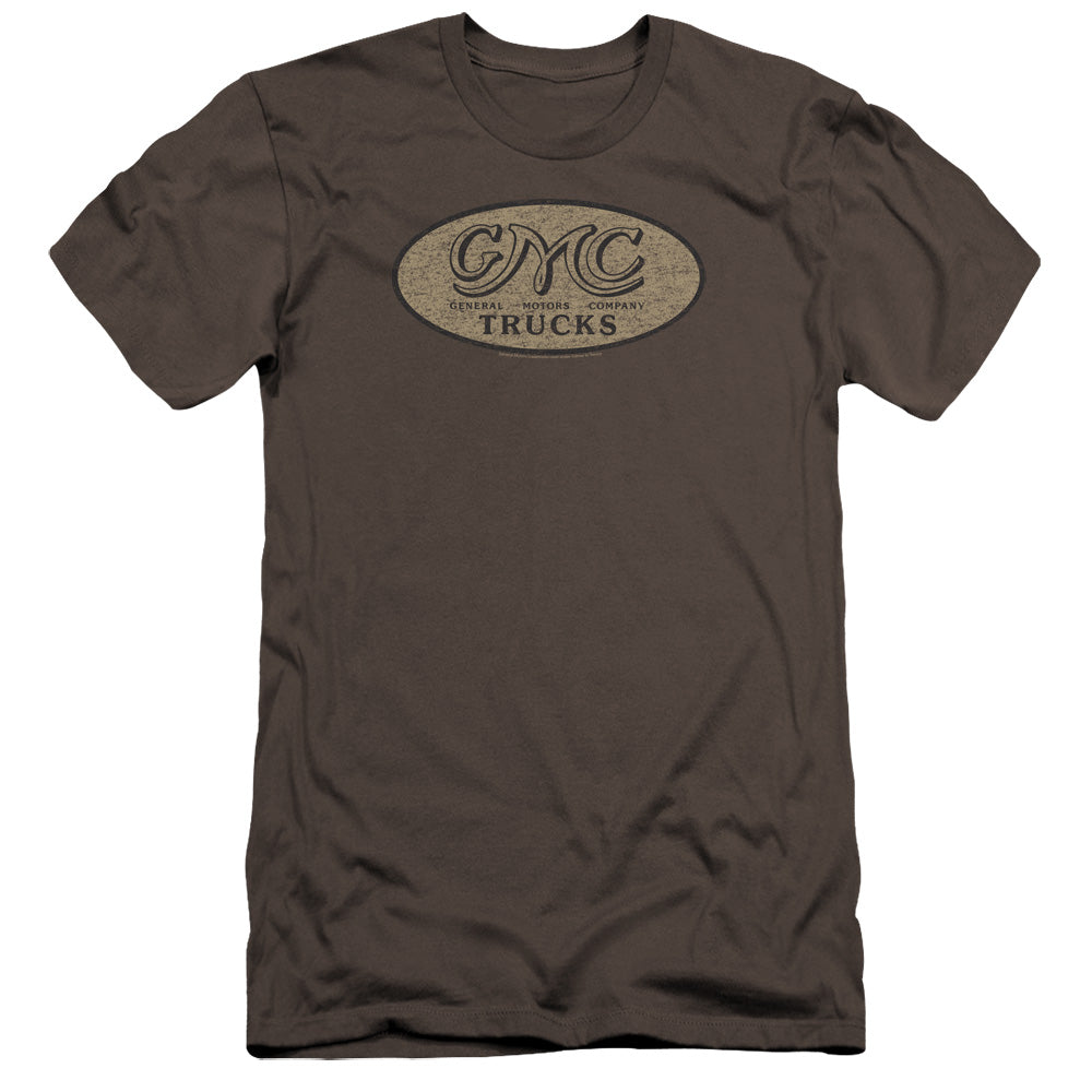 Gmc Vintage Oval Logo Premium Bella Canvas Slim Fit Mens T Shirt Charcoal