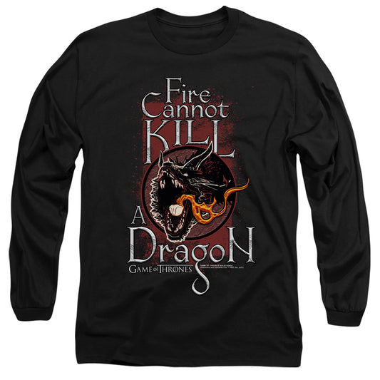 Game Of Thrones Fire Cannot Kill A Dragon Mens Long Sleeve Shirt Black