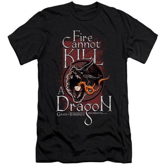 Game Of Thrones Fire Cannot Kill A Dragon Hbo Premium Bella Canvas Slim Fit Mens T Shirt Black